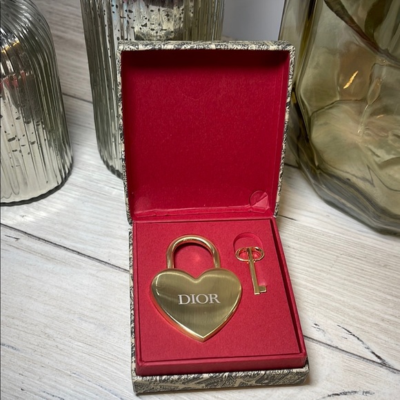 Dior Accessories - Dior Gold Heart Padlock with Key NIB.
